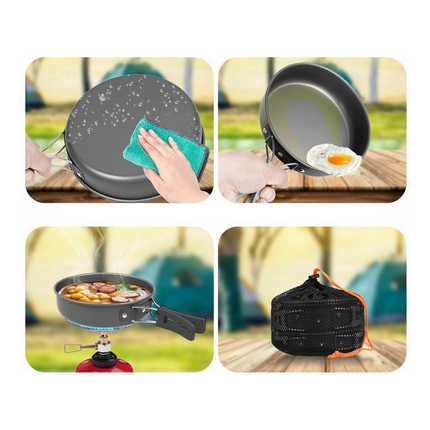 18-delig Outdoor Kampeerservies Set - Compact & Duurzaam - Camping pannenset - Kampeerset