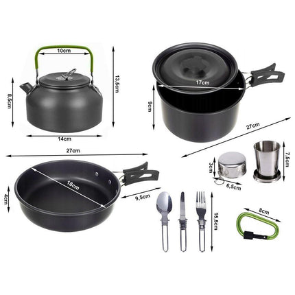 18-delig Outdoor Kampeerservies Set - Compact & Duurzaam - Camping pannenset - Kampeerset
