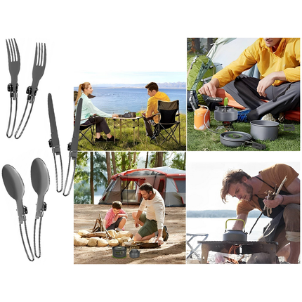 18-delig Outdoor Kampeerservies Set - Compact & Duurzaam - Camping pannenset - Kampeerset