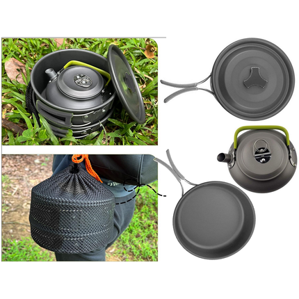 18-delig Outdoor Kampeerservies Set - Compact & Duurzaam - Camping pannenset - Kampeerset