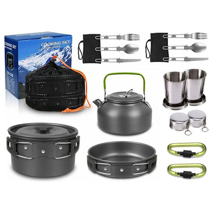 18-delig Outdoor Kampeerservies Set - Compact & Duurzaam - Camping pannenset - Kampeerset