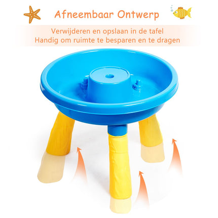Trendmix Zand en watertafel 2-in-1 Strandspeelset met Zandschep - Kinder zandbak Buitenspeelgoed - 46 x 46 x 66 cm
