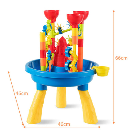 Trendmix Zand en watertafel 2-in-1 Strandspeelset met Zandschep - Kinder zandbak Buitenspeelgoed - 46 x 46 x 66 cm