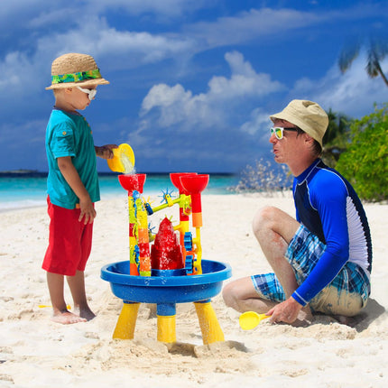 Trendmix Zand en watertafel 2-in-1 Strandspeelset met Zandschep - Kinder zandbak Buitenspeelgoed - 46 x 46 x 66 cm