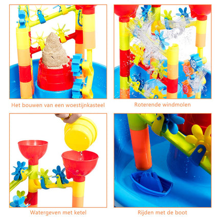 Trendmix Zand en watertafel 2-in-1 Strandspeelset met Zandschep - Kinder zandbak Buitenspeelgoed - 46 x 46 x 66 cm