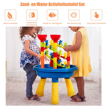 Trendmix Zand en watertafel 2-in-1 Strandspeelset met Zandschep - Kinder zandbak Buitenspeelgoed - 46 x 46 x 66 cm