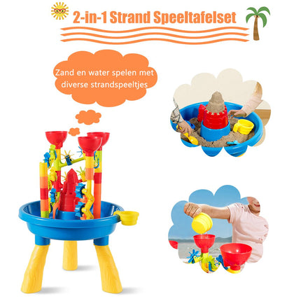 Trendmix Zand en watertafel 2-in-1 Strandspeelset met Zandschep - Kinder zandbak Buitenspeelgoed - 46 x 46 x 66 cm