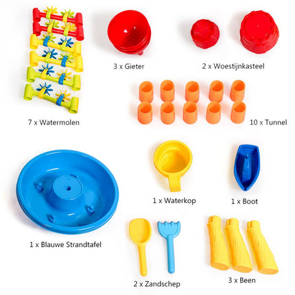 Trendmix Zand en watertafel 2-in-1 Strandspeelset met Zandschep - Kinder zandbak Buitenspeelgoed - 46 x 46 x 66 cm