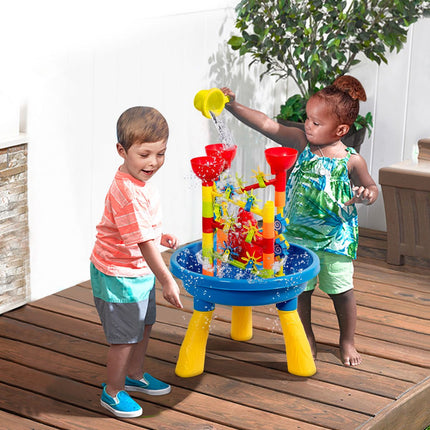Trendmix Zand en watertafel 2-in-1 Strandspeelset met Zandschep - Kinder zandbak Buitenspeelgoed - 46 x 46 x 66 cm