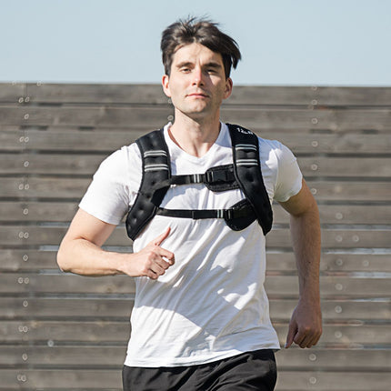 Trendmix Verstelbaar Gewichtsvest Weight vest 5 kg Sportvest - Reflectoren - Verstelbanden Zwart