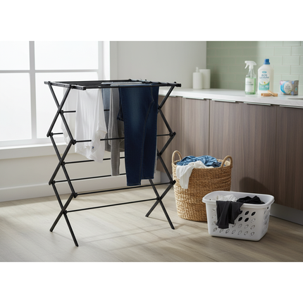 Tragar Opvouwbaar droogrek voor balkon – 10 m² – Zwart – Staal – Compact & weerbestendig