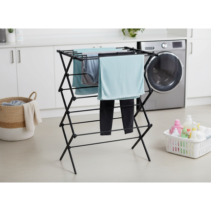Tragar Opvouwbaar droogrek voor balkon – 10 m² – Zwart – Staal – Compact & weerbestendig