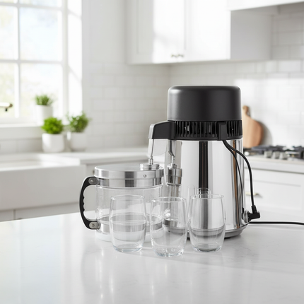 Lafomed Waterdestilleerder – 4L – RVS – Glazen Kan – 750W – Compact & stil destilleerapparaat voor zuiver water