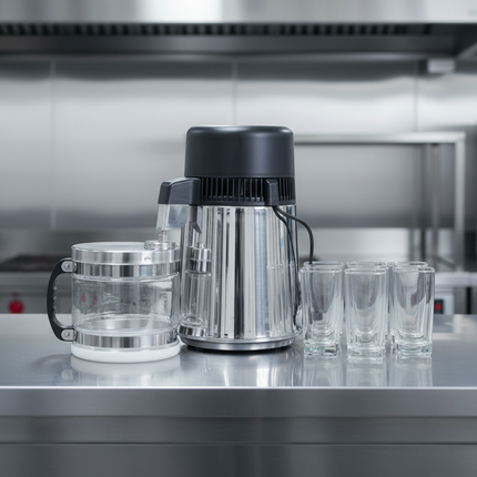 Lafomed Waterdestilleerder – 4L – RVS – Glazen Kan – 750W – Compact & stil destilleerapparaat voor zuiver water