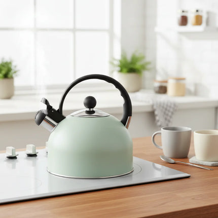 Altom Design Fluitketel RVS 2.5L – Mat Mint Groen – Voor Inductie – Met Fluitje & Koel Handvat – Alle Warmtebronnen