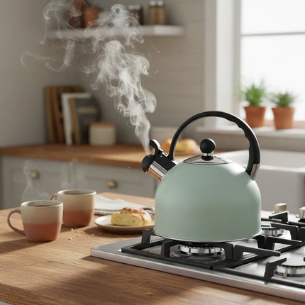 Altom Design Fluitketel RVS 2.5L – Mat Mint Groen – Voor Inductie – Met Fluitje & Koel Handvat – Alle Warmtebronnen