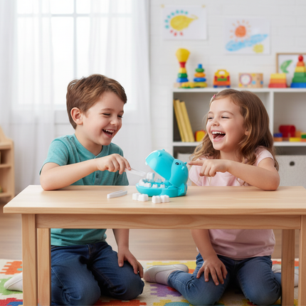 13-delige Speelgoed Tandarts Set – Nijlpaard Blauw – Medische Rollenspel Kit – Inclusief Tandheelkundige Instrumenten