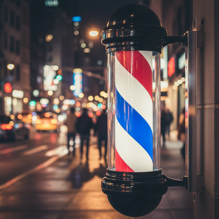 Gabbiano Barbershop Wandlamp – Grote Zwarte Barber Pole met LED Verlichting – Draaibare Kapperslamp voor aan de Wand