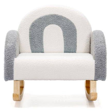 Trendmix Schommelstoel Kinderen Teddy Stof grijs regenboog - Kinderzetel - Schommelzitje - 50,8 x 49,5 x 50,8 cm
