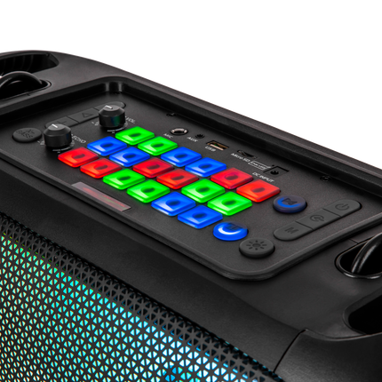 Krüger & Matz Draadloze Draagbare Bluetooth DJ Party Speaker - RGB Verlichting - Draadloze microfoon - Geluidseffecten - 30W - Zwart
