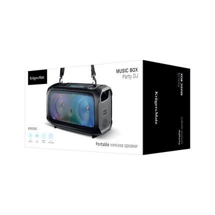 Krüger & Matz Draadloze Draagbare Bluetooth DJ Party Speaker - RGB Verlichting - Draadloze microfoon - Geluidseffecten - 30W - Zwart