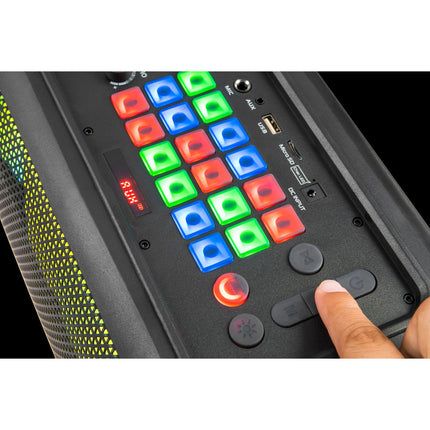 Krüger & Matz Draadloze Draagbare Bluetooth DJ Party Speaker - RGB Verlichting - Draadloze microfoon - Geluidseffecten - 30W - Zwart