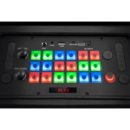 Krüger & Matz Draadloze Draagbare Bluetooth DJ Party Speaker - RGB Verlichting - Draadloze microfoon - Geluidseffecten - 30W - Zwart