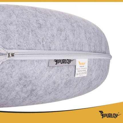 Kattenmand met Tunnel 51 cm – Donut Kattenbed van Natuurlijk Vilt – Grijs