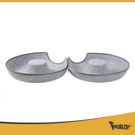 Kattenmand met Tunnel 51 cm – Donut Kattenbed van Natuurlijk Vilt – Grijs