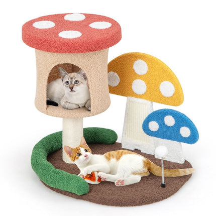 Krabpaal voor katten Paddenstoellook 60 x 49 x 59 cm - Kattenboom met Kattenmand - Sisal Krabplank en Speelbal