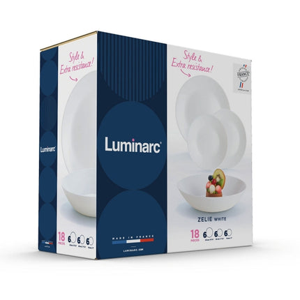 Luminarc Zelie 18 delig serviesset van opaalglas - 6 persoons - Wit