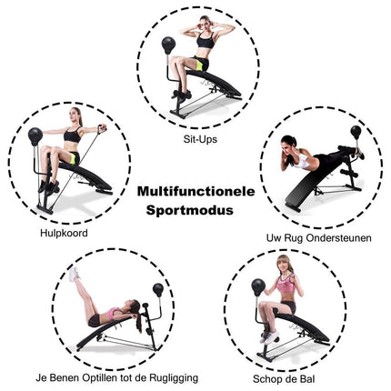 Trendmix Verstelbare Fitnessbank met Boksbal - Trainingsbank Met Weerstandsbanden – Fitnessbank 126,5 x 51 x 103 cm Zwart