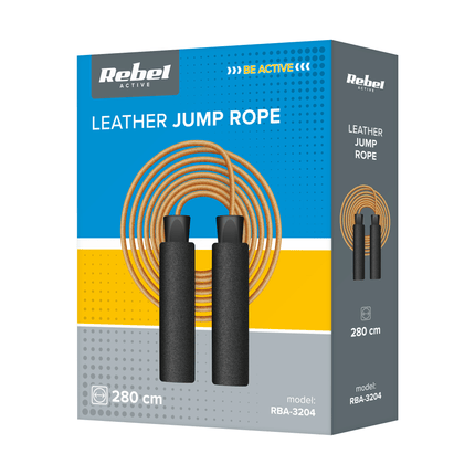 Rebel Active Leren Sport Springtouw 2,8 m - Verstelbaar Fitness Boksspringtouw - Leren Springtouw