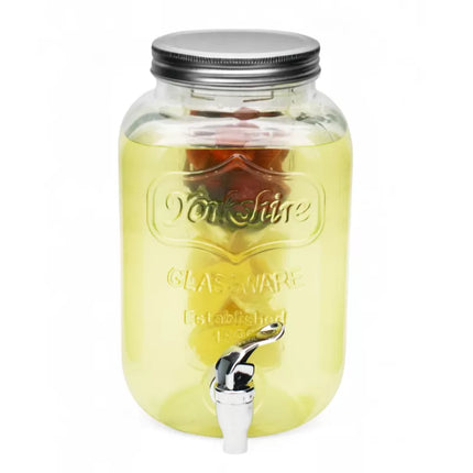 Drankdispenser 4 Liter met Kraantje en Fruitfilter – Glazen Waterdispenser – Limonadedispenser voor Water, Fruitwater & IJsthee
