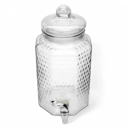 Drankdispenser 4 Liter met Kraantje en Deksel – Glazen Waterdispenser – Limonadedispenser voor Sap, IJsthee & Cocktails