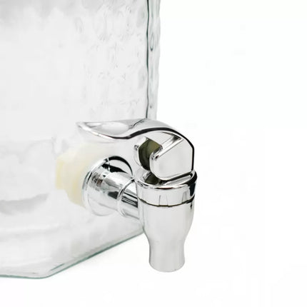 Drankdispenser 4 Liter met Kraantje en Deksel – Glazen Waterdispenser – Limonadedispenser voor Sap, IJsthee & Cocktails