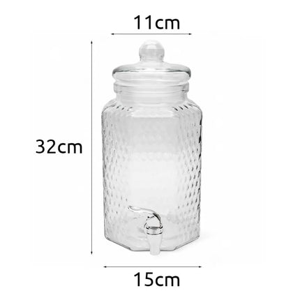 Drankdispenser 4 Liter met Kraantje en Deksel – Glazen Waterdispenser – Limonadedispenser voor Sap, IJsthee & Cocktails