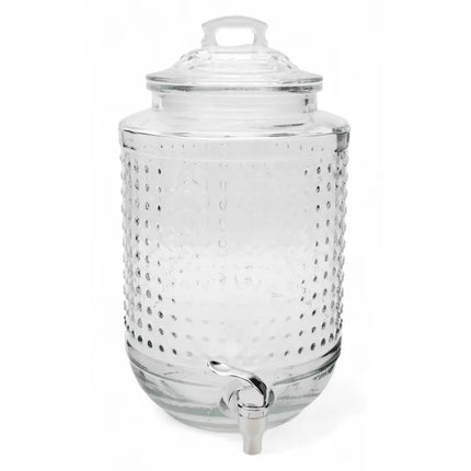 Drankdispenser 8 Liter met Kraantje en Deksel – Glazen Waterdispenser – Limonadedispenser voor Sap, Punch & IJsthee