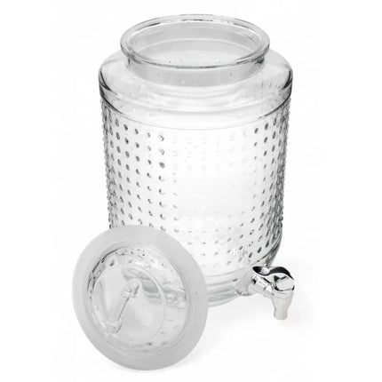 Drankdispenser 8 Liter met Kraantje en Deksel – Glazen Waterdispenser – Limonadedispenser voor Sap, Punch & IJsthee
