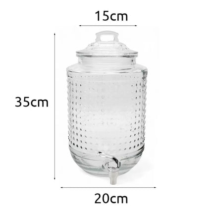 Drankdispenser 8 Liter met Kraantje en Deksel – Glazen Waterdispenser – Limonadedispenser voor Sap, Punch & IJsthee