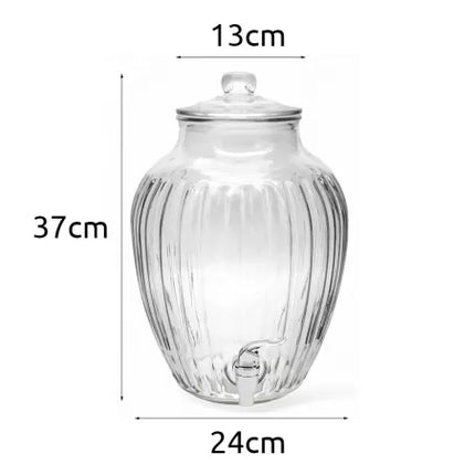 Drankdispenser 10 Liter met Kraantje en Deksel – Glazen Waterdispenser – Limonadedispenser voor Sap, Punch, Cocktails & IJsthee
