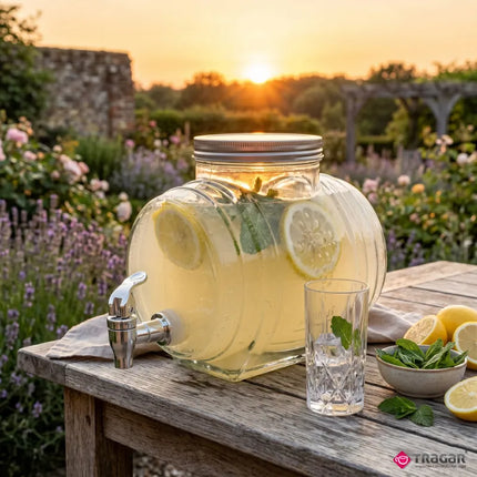 Drankdispenser Barrel 3 Liter met Kraantje en Deksel – Glazen Waterdispenser – Limonadedispenser voor Sap, IJsthee & Cocktails