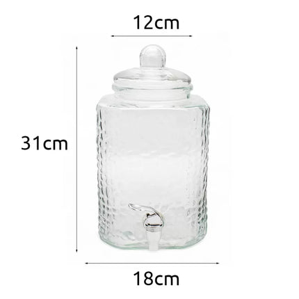 Drankdispenser 5,5 Liter met Kraantje en Deksel – Glazen Waterdispenser – Limonadedispenser voor Sap, IJsthee & Cocktails