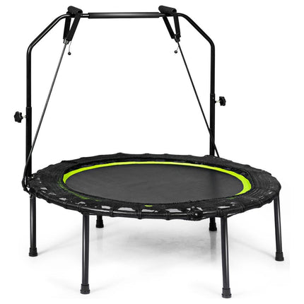2de kansje Costway Opvouwbare Fitness Trampoline Met Weerstandsbanden - Mini Trampoline - Verstelbaar Zwart/Groen Ø102 cm