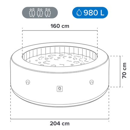 Opblaasbare Jacuzzi 6 Personen – Spa voor Buiten – Hydromassage – Verwarming tot 42°C – 204 x 70 cm – Bruin