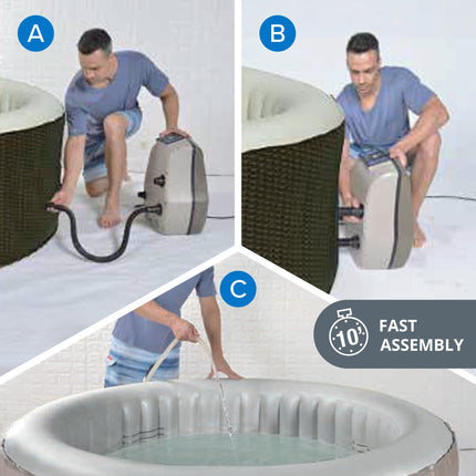 Opblaasbare Jacuzzi 6 Personen – Spa voor Buiten – Hydromassage – Verwarming tot 42°C – 204 x 70 cm – Bruin