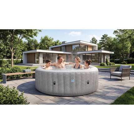 Opblaasbare Jacuzzi 6 Personen – Spa voor Buiten – Hydromassage – Verwarming tot 42°C – 204 x 70 cm – Zilver