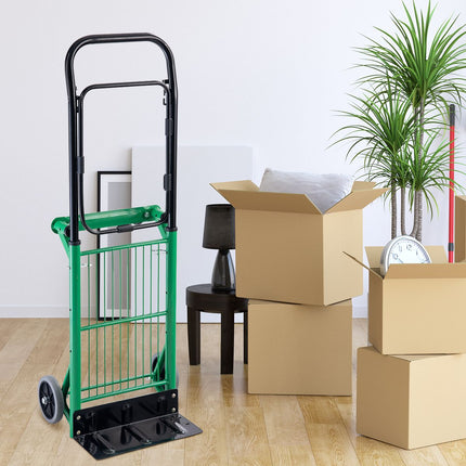 Trendmix 2 in 1 Opvouwbare Steekwagen - Transportwagen - Bandwagen -  Tot 90 kg Belastbaar - 63 x 42 x 75 cm Groen