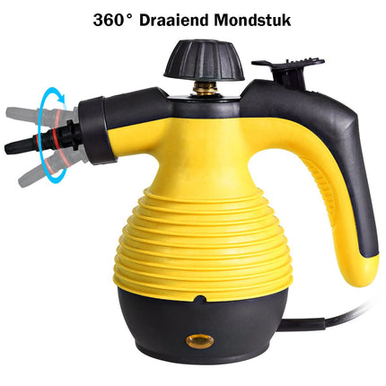 Costway Hand 2de kansje Stoomreiniger Met 9-Delige Accessoireset - Handstomer Met Veilig Ontwerp - 350 ml Geel