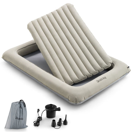 HoneyJoy 2-in-1 Multifunctioneel Opblaasbaar Peuterreisbed - Kinder Speelplek - Ballenbal - Grijs 165 x 118 x 20 cm